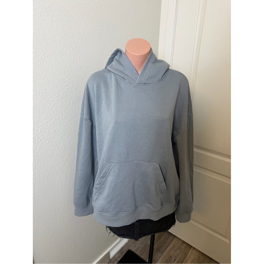 H&M Light Gray Hooded Pullover Sweatshirt Sz L